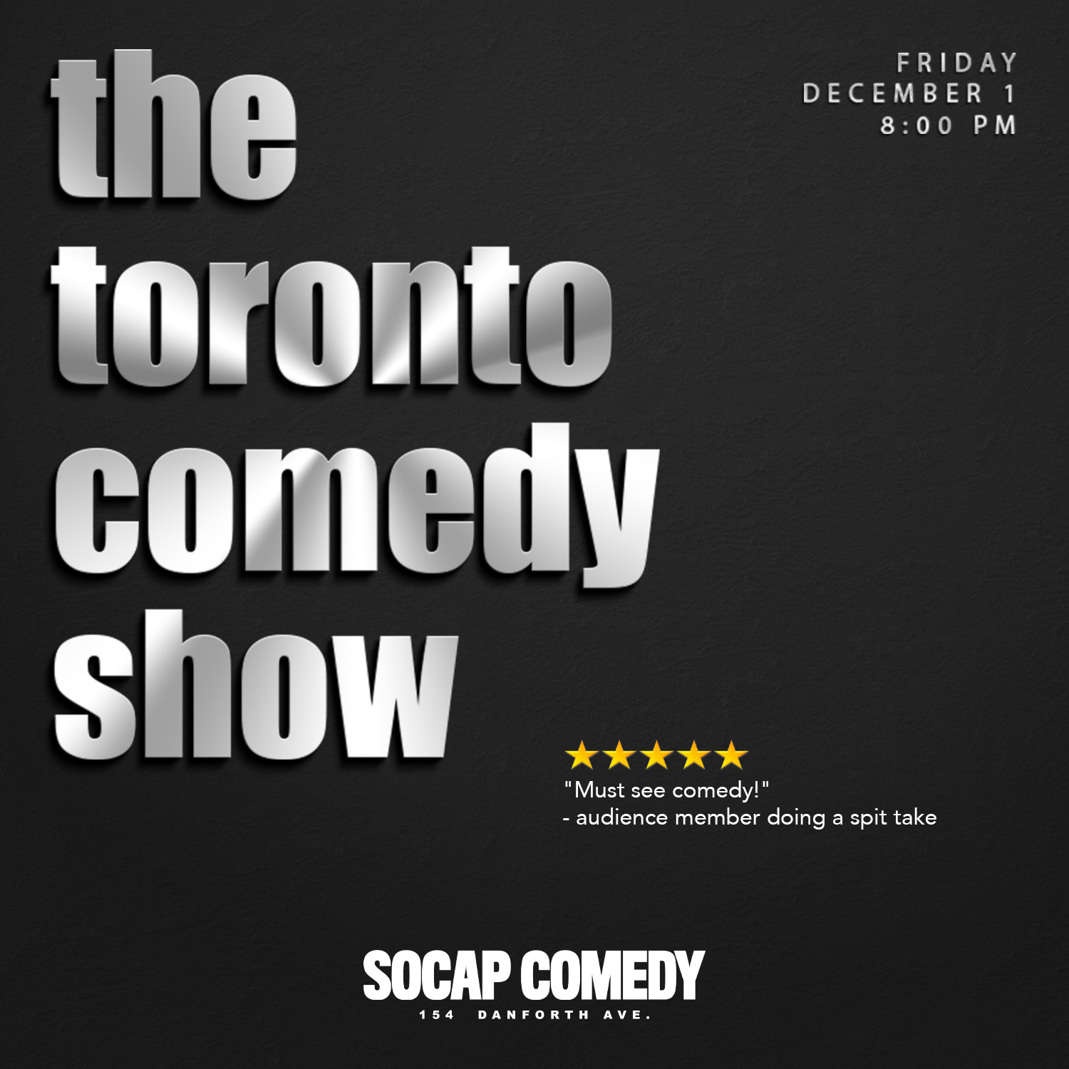 The Toronto Comedy Show Dec 1, 2023, Comedy Nuggets at Social Capital